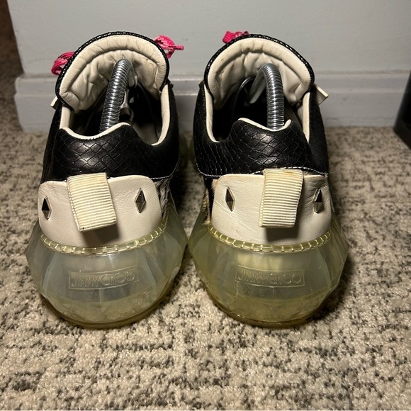 Jimmy Choo Diamond Black & White Zebra Print Lace-Up Sneakers Size 12 - Picture 8 of 12